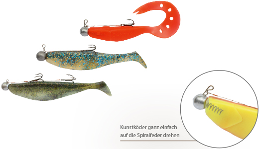 Korkenzieher- Raubfischsystem für Gummifisch und Twister